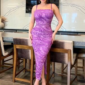 Purple Swirl Midi Dress